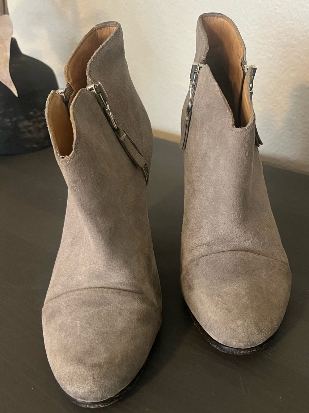 rag & bone Grey Suede Ankle Booties with Side Zip